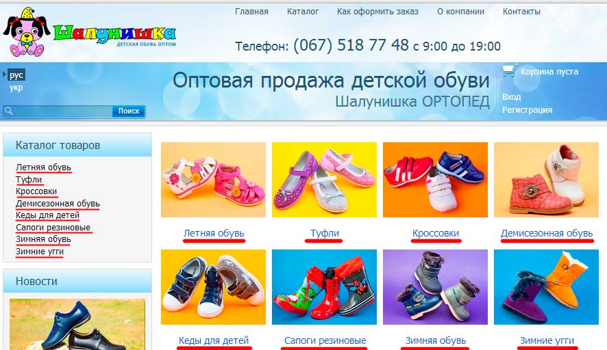 Коллекция детской обуви